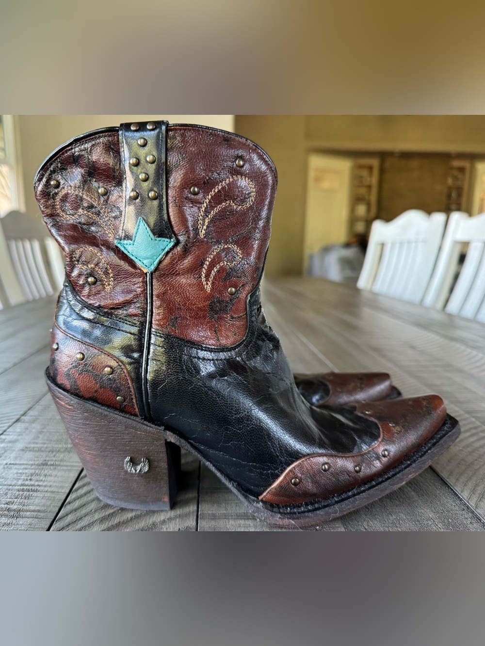 Eight Second Angel Two-Tone Leather Western Cowboy Booties Women’s Size 6